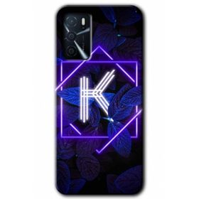 Gramaphone Oppo A16 Kılıf HD Desen Baskılı Arka Kapak - Dark Neon Yaprak K Harfi Kılıf