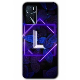 Gramaphone Oppo A16 Kılıf HD Desen Baskılı Arka Kapak - Dark Neon Yaprak L Harfi Kılıf