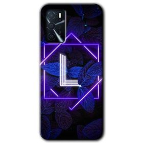 Gramaphone Oppo A16 Kılıf HD Desen Baskılı Arka Kapak - Dark Neon Yaprak L Harfi Kılıf