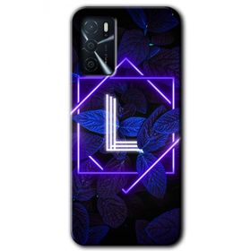 Gramaphone Oppo A16 Kılıf HD Desen Baskılı Arka Kapak - Dark Neon Yaprak L Harfi Kılıf