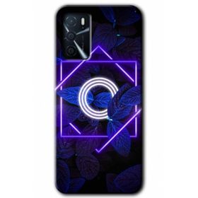 Gramaphone Oppo A16 Kılıf HD Desen Baskılı Arka Kapak - Dark Neon Yaprak O Harfi Kılıf