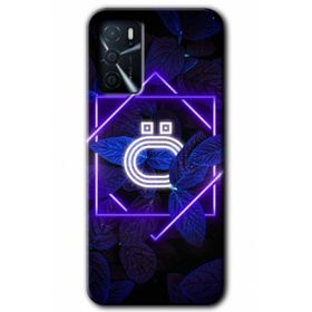 Gramaphone Oppo A16 Kılıf HD Desen Baskılı Arka Kapak - Dark Neon Yaprak O Harfi Kılıf
