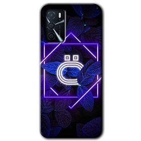 Gramaphone Oppo A16 Kılıf HD Desen Baskılı Arka Kapak - Dark Neon Yaprak O Harfi Kılıf
