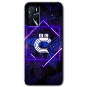Gramaphone Oppo A16 Kılıf HD Desen Baskılı Arka Kapak - Dark Neon Yaprak O Harfi Kılıf