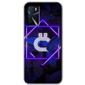 Gramaphone Oppo A16 Kılıf HD Desen Baskılı Arka Kapak - Dark Neon Yaprak O Harfi Kılıf