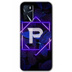 Gramaphone Oppo A16 Kılıf HD Desen Baskılı Arka Kapak - Dark Neon Yaprak P Harfi Kılıf
