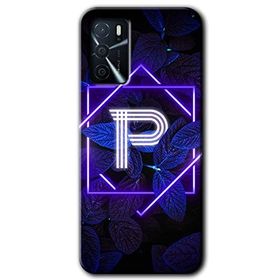 Gramaphone Oppo A16 Kılıf HD Desen Baskılı Arka Kapak - Dark Neon Yaprak P Harfi Kılıf