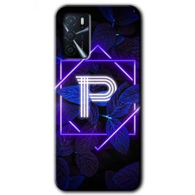 Gramaphone Oppo A16 Kılıf HD Desen Baskılı Arka Kapak - Dark Neon Yaprak P Harfi Kılıf