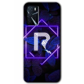 Gramaphone Oppo A16 Kılıf HD Desen Baskılı Arka Kapak - Dark Neon Yaprak R Harfi Kılıf