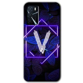 Gramaphone Oppo A16 Kılıf HD Desen Baskılı Arka Kapak - Dark Neon Yaprak V Harfi Kılıf