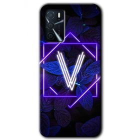 Gramaphone Oppo A16 Kılıf HD Desen Baskılı Arka Kapak - Dark Neon Yaprak V Harfi Kılıf