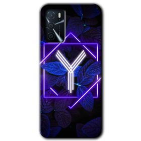 Gramaphone Oppo A16 Kılıf HD Desen Baskılı Arka Kapak - Dark Neon Yaprak Y Harfi Kılıf
