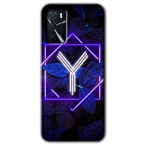 Gramaphone Oppo A16 Kılıf HD Desen Baskılı Arka Kapak - Dark Neon Yaprak Y Harfi Kılıf