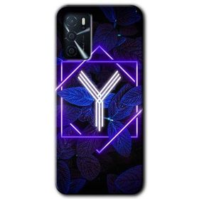 Gramaphone Oppo A16 Kılıf HD Desen Baskılı Arka Kapak - Dark Neon Yaprak Y Harfi Kılıf