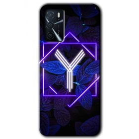 Gramaphone Oppo A16 Kılıf HD Desen Baskılı Arka Kapak - Dark Neon Yaprak Y Harfi Kılıf