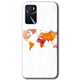 Gramaphone Oppo A16 Kılıf HD Desen Baskılı Arka Kapak - Dünya Haritası Kılıf