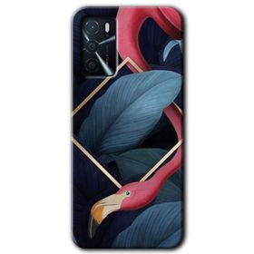 Gramaphone Oppo A16 Kılıf HD Desen Baskılı Arka Kapak - Flamingo Yaprak Kılıf