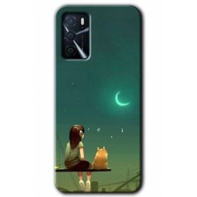 Gramaphone Oppo A16 Kılıf HD Desen Baskılı Arka Kapak - Kedili Kız Kılıf