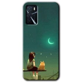 Gramaphone Oppo A16 Kılıf HD Desen Baskılı Arka Kapak - Kedili Kız Kılıf