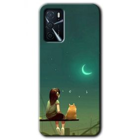 Gramaphone Oppo A16 Kılıf HD Desen Baskılı Arka Kapak - Kedili Kız Kılıf