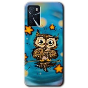 Gramaphone Oppo A16 Kılıf HD Desen Baskılı Arka Kapak - Owl Bird Stars Kılıf