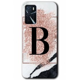 Gramaphone Oppo A16 Kılıf HD Desen Baskılı Arka Kapak - Pembe Mermer Desenli B Harfi Kılıf