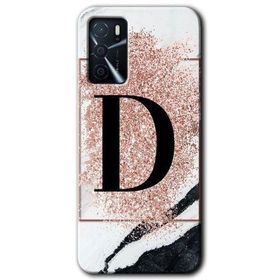 Gramaphone Oppo A16 Kılıf HD Desen Baskılı Arka Kapak - Pembe Mermer Desenli D Harfi Kılıf