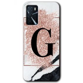 Gramaphone Oppo A16 Kılıf HD Desen Baskılı Arka Kapak - Pembe Mermer Desenli G Harfi Kılıf