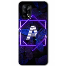 Gramaphone Oppo A54 HD Desen Baskılı Arka Kapak Dark Neon Yaprak A Harfi Kılıf