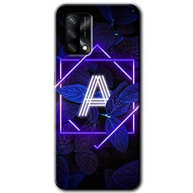 Gramaphone Oppo A54 HD Desen Baskılı Arka Kapak Dark Neon Yaprak A Harfi Kılıf