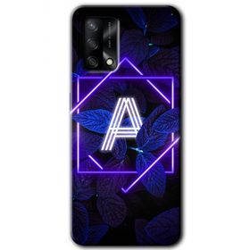 Gramaphone Oppo A54 HD Desen Baskılı Arka Kapak Dark Neon Yaprak A Harfi Kılıf