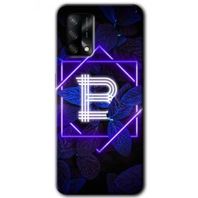 Gramaphone Oppo A54 HD Desen Baskılı Arka Kapak Dark Neon Yaprak B Harfi Kılıf