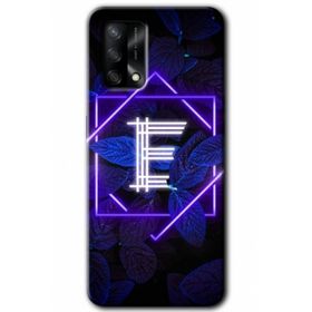 Gramaphone Oppo A54 HD Desen Baskılı Arka Kapak Dark Neon Yaprak E Harfi Kılıf