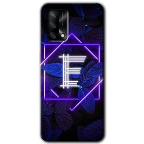 Gramaphone Oppo A54 HD Desen Baskılı Arka Kapak Dark Neon Yaprak E Harfi Kılıf