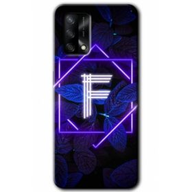 Gramaphone Oppo A54 HD Desen Baskılı Arka Kapak Dark Neon Yaprak F Harfi Kılıf