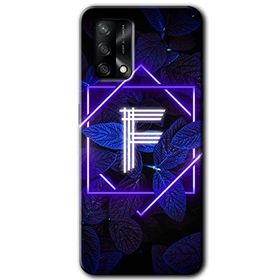 Gramaphone Oppo A54 HD Desen Baskılı Arka Kapak Dark Neon Yaprak F Harfi Kılıf