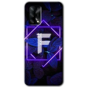 Gramaphone Oppo A54 HD Desen Baskılı Arka Kapak Dark Neon Yaprak F Harfi Kılıf