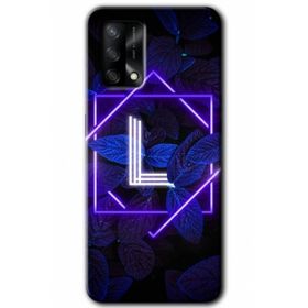 Gramaphone Oppo A54 HD Desen Baskılı Arka Kapak Dark Neon Yaprak L Harfi Kılıf