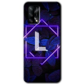 Gramaphone Oppo A54 HD Desen Baskılı Arka Kapak Dark Neon Yaprak L Harfi Kılıf