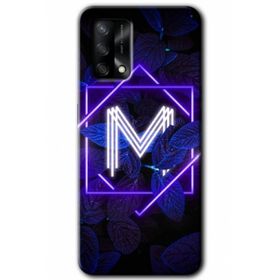 Gramaphone Oppo A54 HD Desen Baskılı Arka Kapak Dark Neon Yaprak M Harfi Kılıf