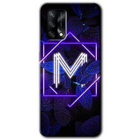 Gramaphone Oppo A54 HD Desen Baskılı Arka Kapak Dark Neon Yaprak M Harfi Kılıf