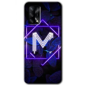 Gramaphone Oppo A54 HD Desen Baskılı Arka Kapak Dark Neon Yaprak M Harfi Kılıf