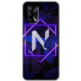 Gramaphone Oppo A54 HD Desen Baskılı Arka Kapak Dark Neon Yaprak N Harfi Kılıf