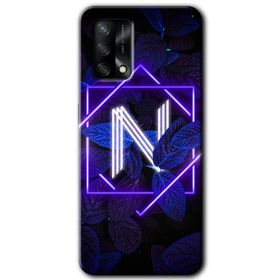 Gramaphone Oppo A54 HD Desen Baskılı Arka Kapak Dark Neon Yaprak N Harfi Kılıf