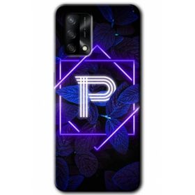 Gramaphone Oppo A54 HD Desen Baskılı Arka Kapak Dark Neon Yaprak P Harfi Kılıf