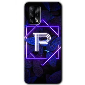 Gramaphone Oppo A54 HD Desen Baskılı Arka Kapak Dark Neon Yaprak P Harfi Kılıf