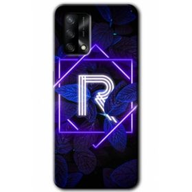 Gramaphone Oppo A54 HD Desen Baskılı Arka Kapak Dark Neon Yaprak R Harfi Kılıf