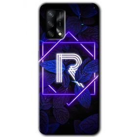 Gramaphone Oppo A54 HD Desen Baskılı Arka Kapak Dark Neon Yaprak R Harfi Kılıf