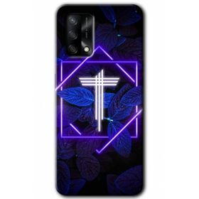 Gramaphone Oppo A54 HD Desen Baskılı Arka Kapak Dark Neon Yaprak T Harfi Kılıf