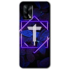 Gramaphone Oppo A54 HD Desen Baskılı Arka Kapak Dark Neon Yaprak T Harfi Kılıf